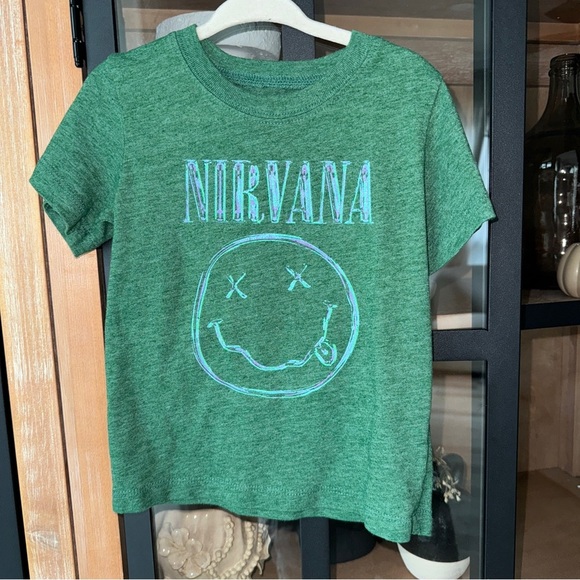 Nirvana band tee toddler baby boy girl short sleeve happy smiley face heather - Picture 5 of 5